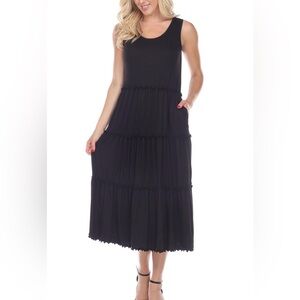 NWT White Mark Sleeveless Black Tiered Midi/Maxi Dress Size Medium